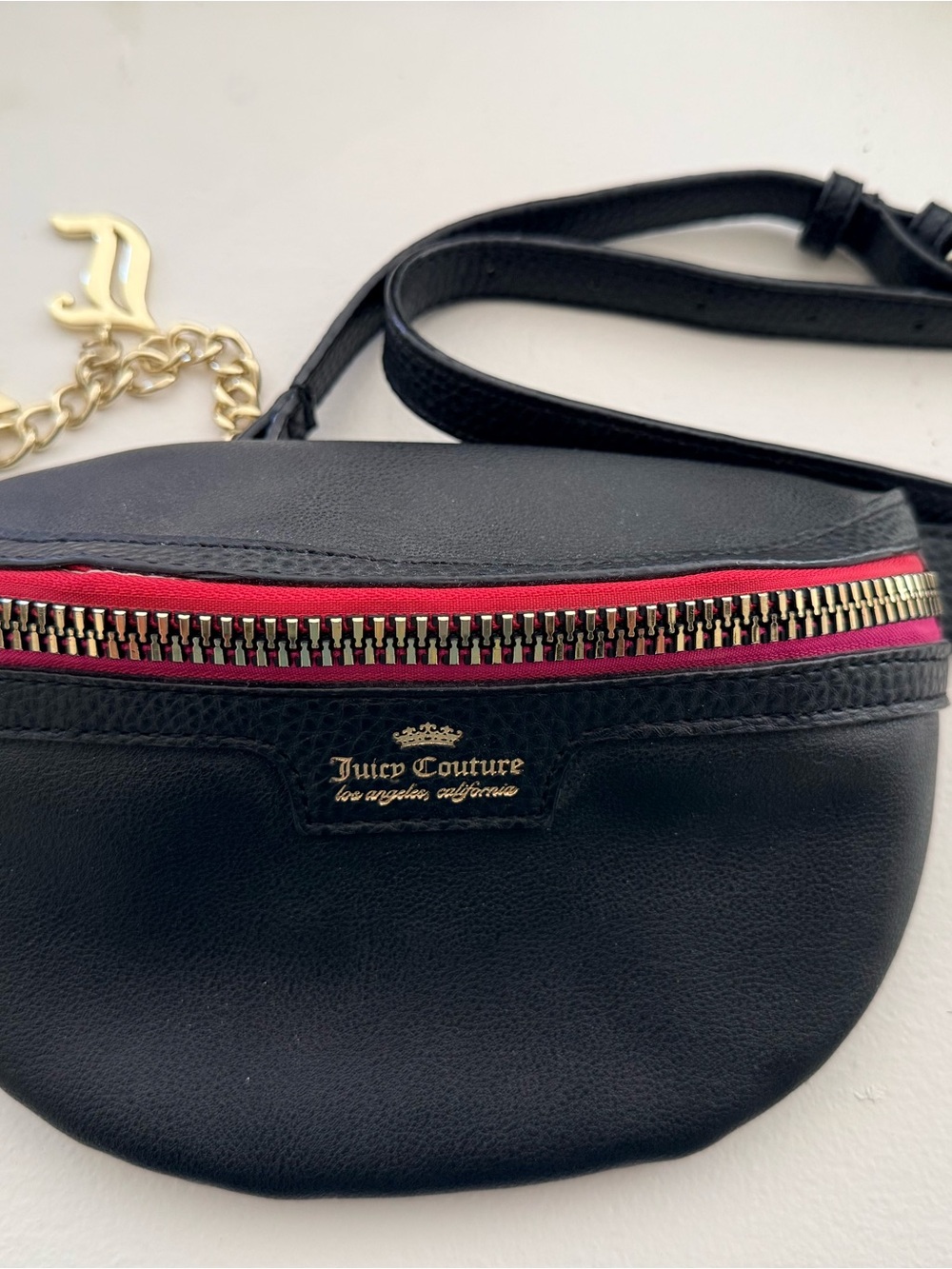 Juicy Couture Black Mini Belt Bag with Pink Trim